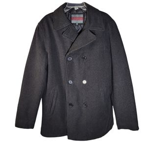 Men's faux wool charcoal gray pea coat Size Large
